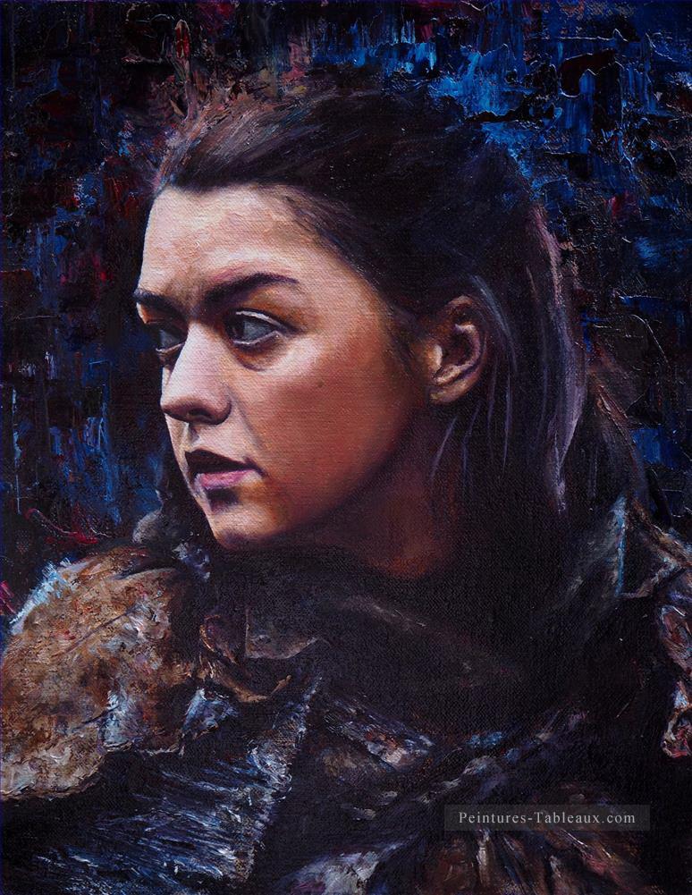 Portrait d’Arya Stark en bleu Le Trône de fer Peintures à l'huile